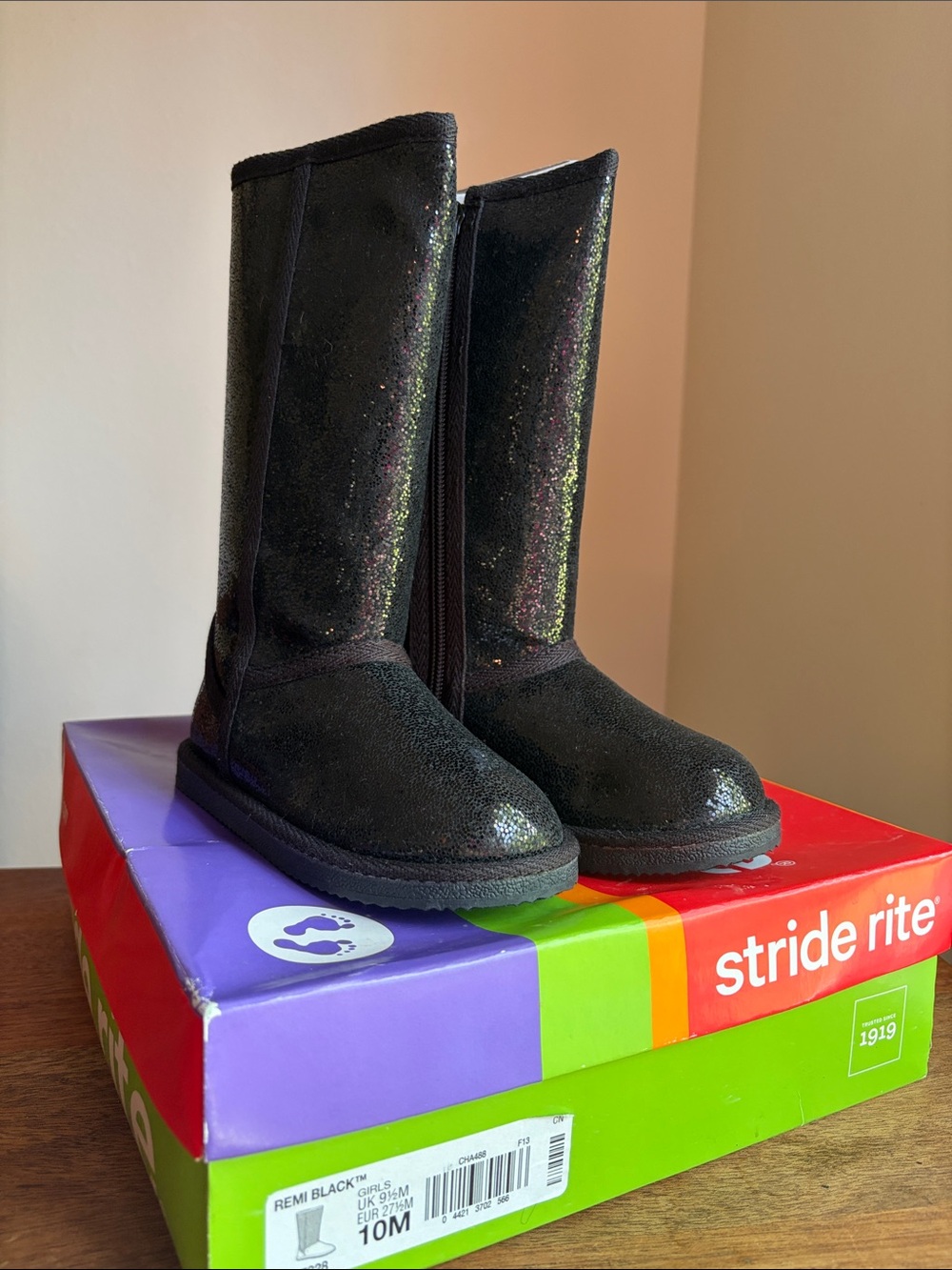 Stride Rite Black Glitter Tall Girls' Boots